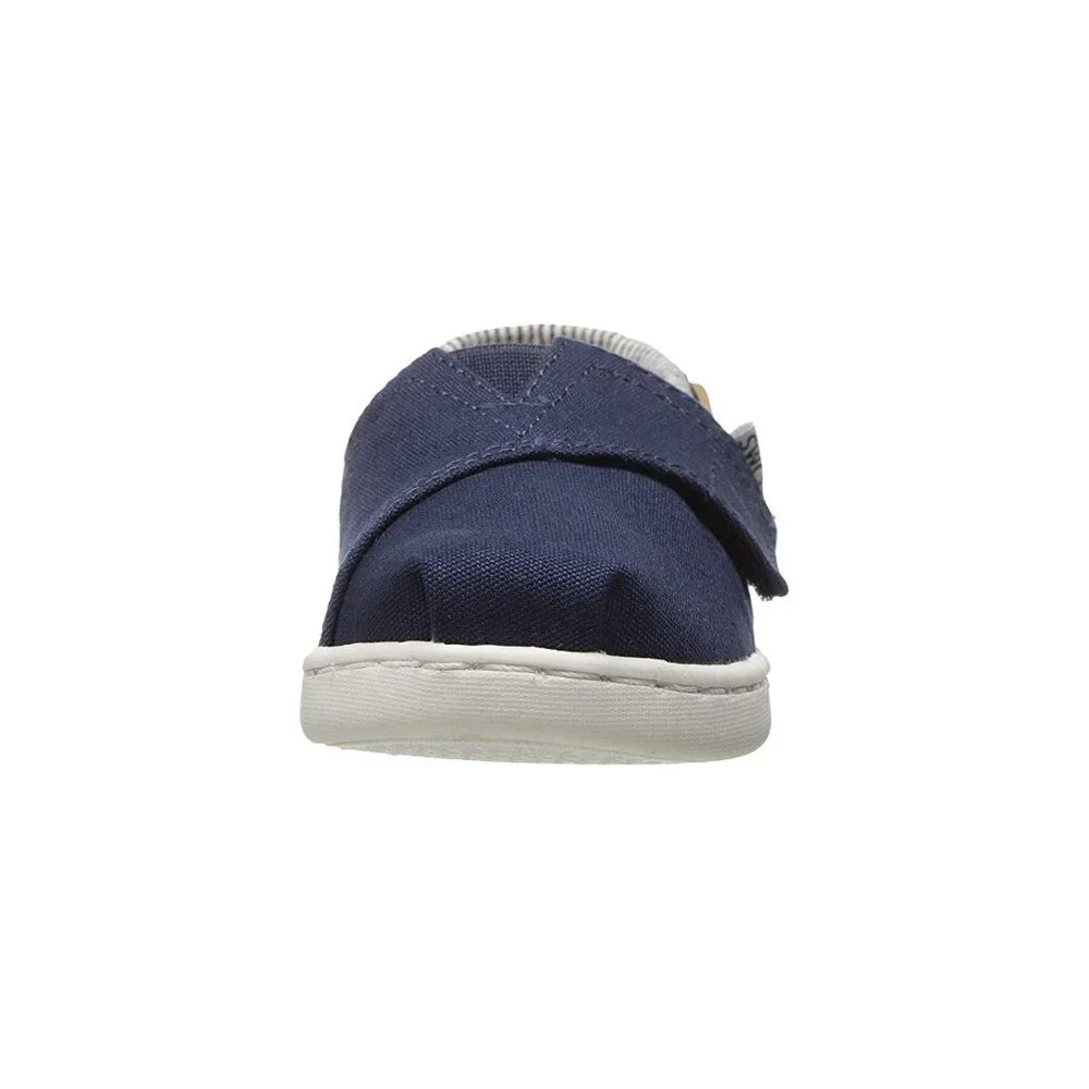 NEW TOMS Kids Bimini Navy Canvas Striped Slip On Loafer Boat Shoe
